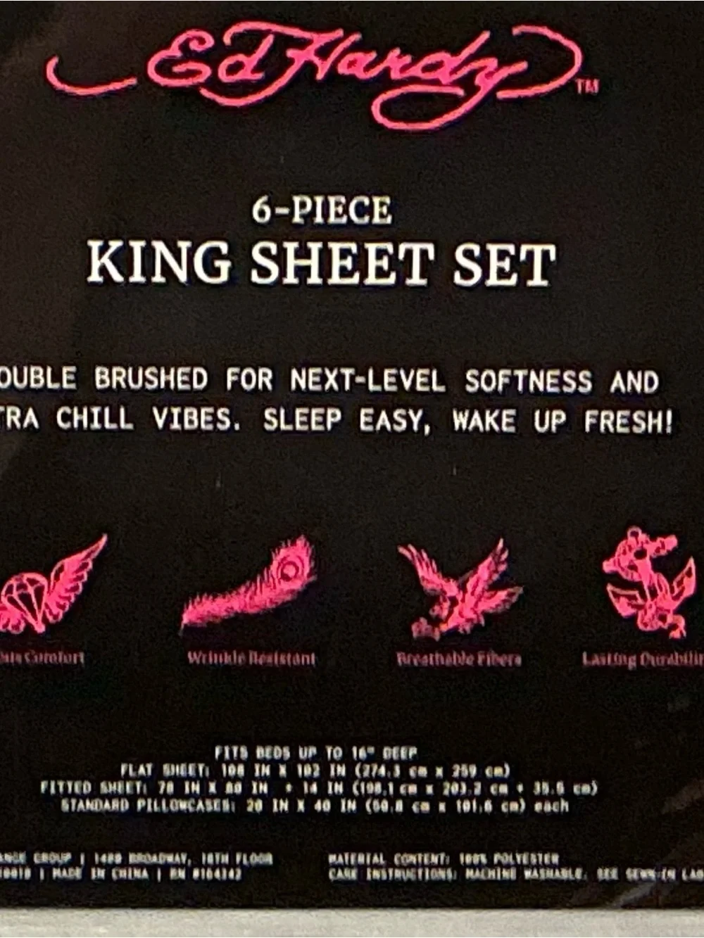 Ed Hardy Light Green 6 Piece King Size Sheet Set